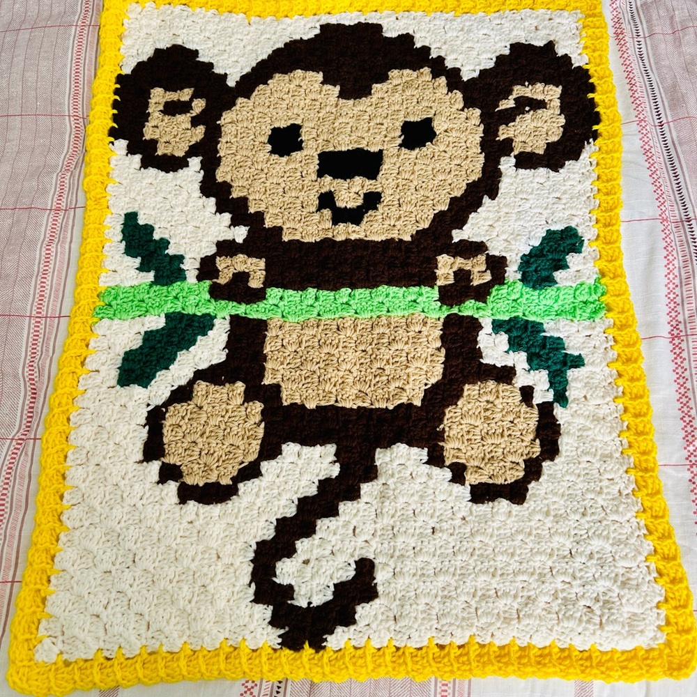 Crochet Monkey Baby Blanket